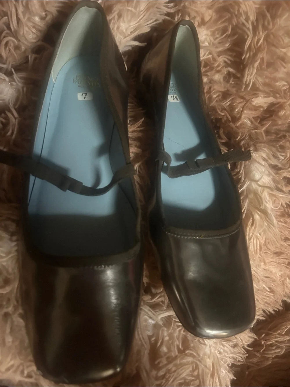 Women’s Black Square-Toe Ballet Flats with Bow Strap